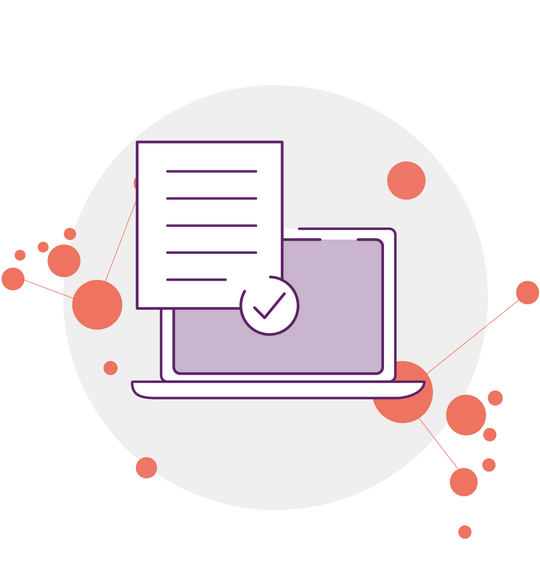 Illustration: Ein Laptop und ein Schriftstück