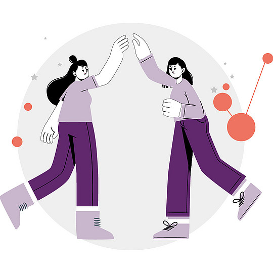 Illustration: Zwei Frauen klatschen sich in der Luft ab