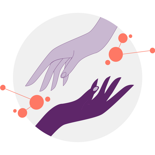 Illustration: Zwei Hände sind kurz davor, sich zu berühren