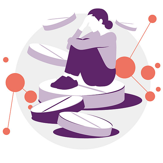 Illustration: Eine weibliche Pflegekraft steht, daneben steht geschrieben "24h"