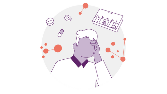 Illustration zum Einsatz von Psychopharmaka in der Pflege von an Demenz erkrankten Menschen